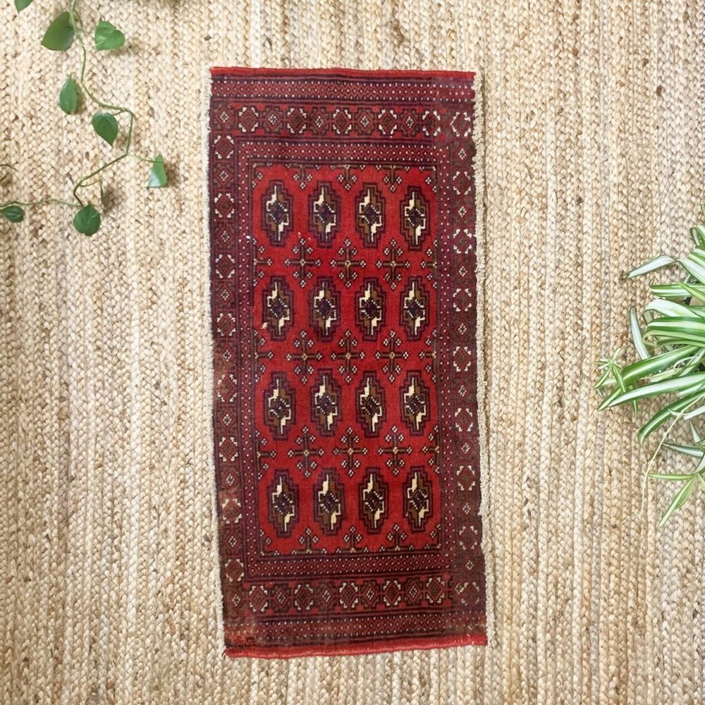 Vintage Handmade Small Boho Turkish Mini 2x3 Rug